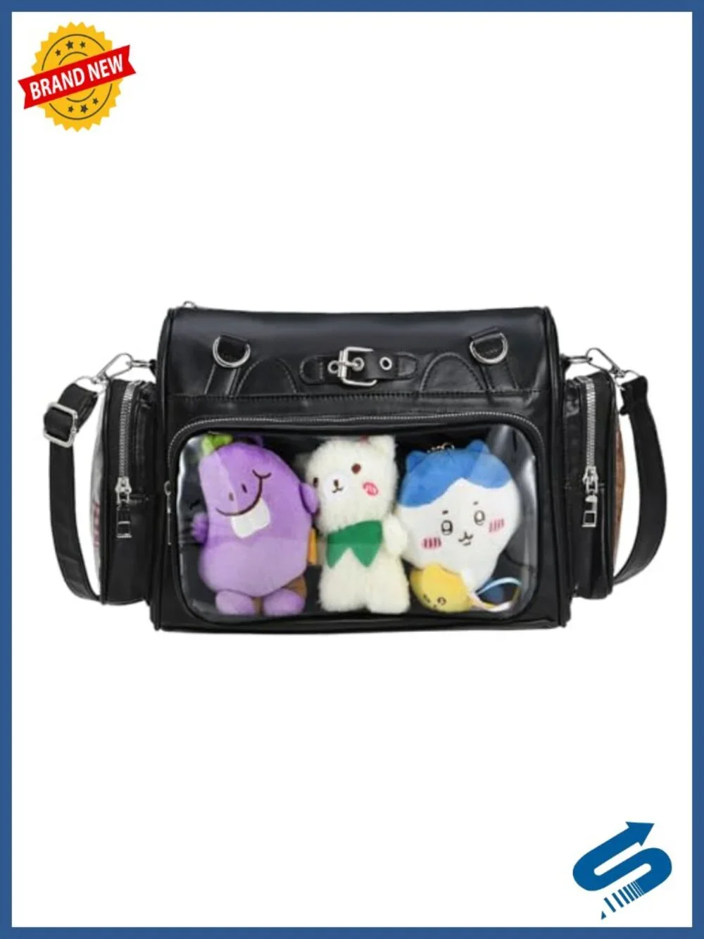 Kawaii Crossbody Ita Bag Y2K Faux Leather Pin Display Bag for Dolls,